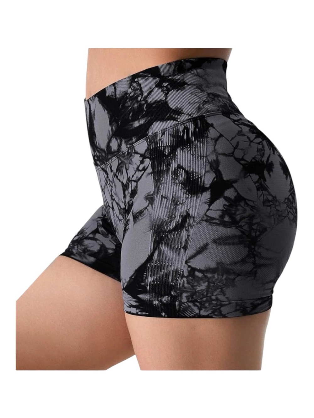 NWOT Gray Camo Seamless Biker Shorts High Waist Tummy Control | Size L - Picture 4 of 6